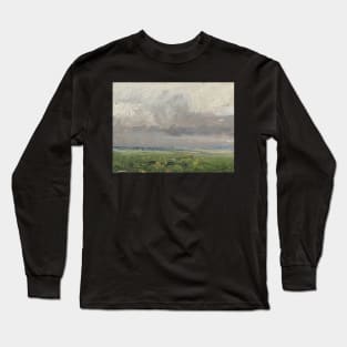 Grey Green Oil on Canvas Long Sleeve T-Shirt